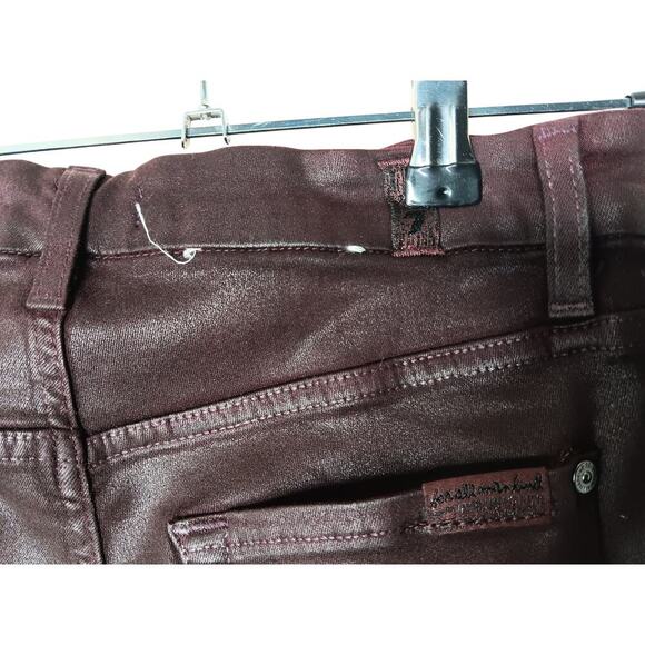 7 For All Mankind Coated Skinny Jeans Women’s 27 Dark Purple Metallic Waxed - Picture 12 of 16